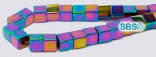 Rainbow Magnetic Hematite Beads 4x4 Cube