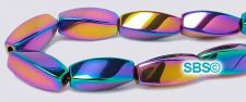 Rainbow Magnetic Hematite Beads 5x12 (4-sided) Swirl