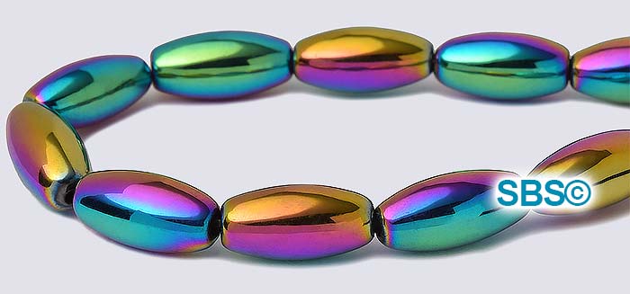 Rainbow Magnetic Hematite 6x12 Rice Beads | Beautiful Vivid Colors
