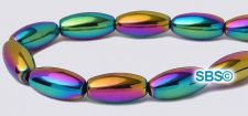 Rainbow Magnetic Hematite Beads 6x12 Rice
