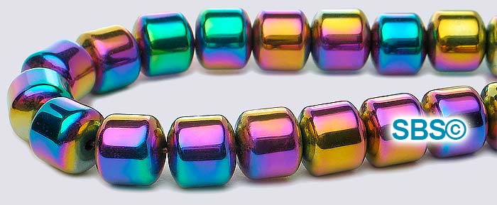 Rainbow Magnetic Hematite 6x6 Drum Beads | Beautiful Vivid Colors