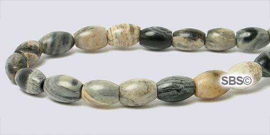 Silver Leaf Jasper Beads 4x6 Rice