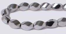 Silver Magnetic Beads - 5x8 4-sided Swirl / Twist