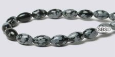 Snowflake Obsidian Gemstone Beads - 4mm x 6mm Rice/melon