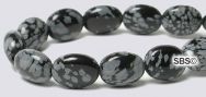 Snowflake Obsidian Beads - 8mm x 10mm Flat Oval