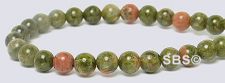 Unakite Gemstone Beads - 4mm Round