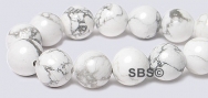 White Howlite Gemstone Beads - 8mm Round
