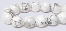 White Howlite Gemstone Beads - 8mm Round